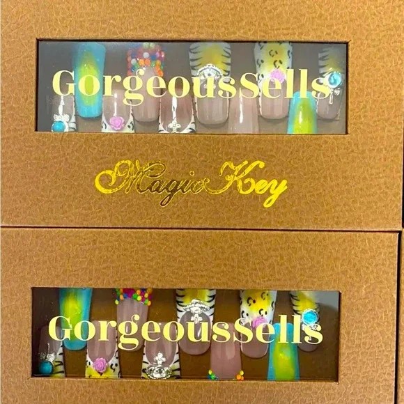 Handmade Ducktail press on nails. New in the box 10 piece - Picture 12 of 16